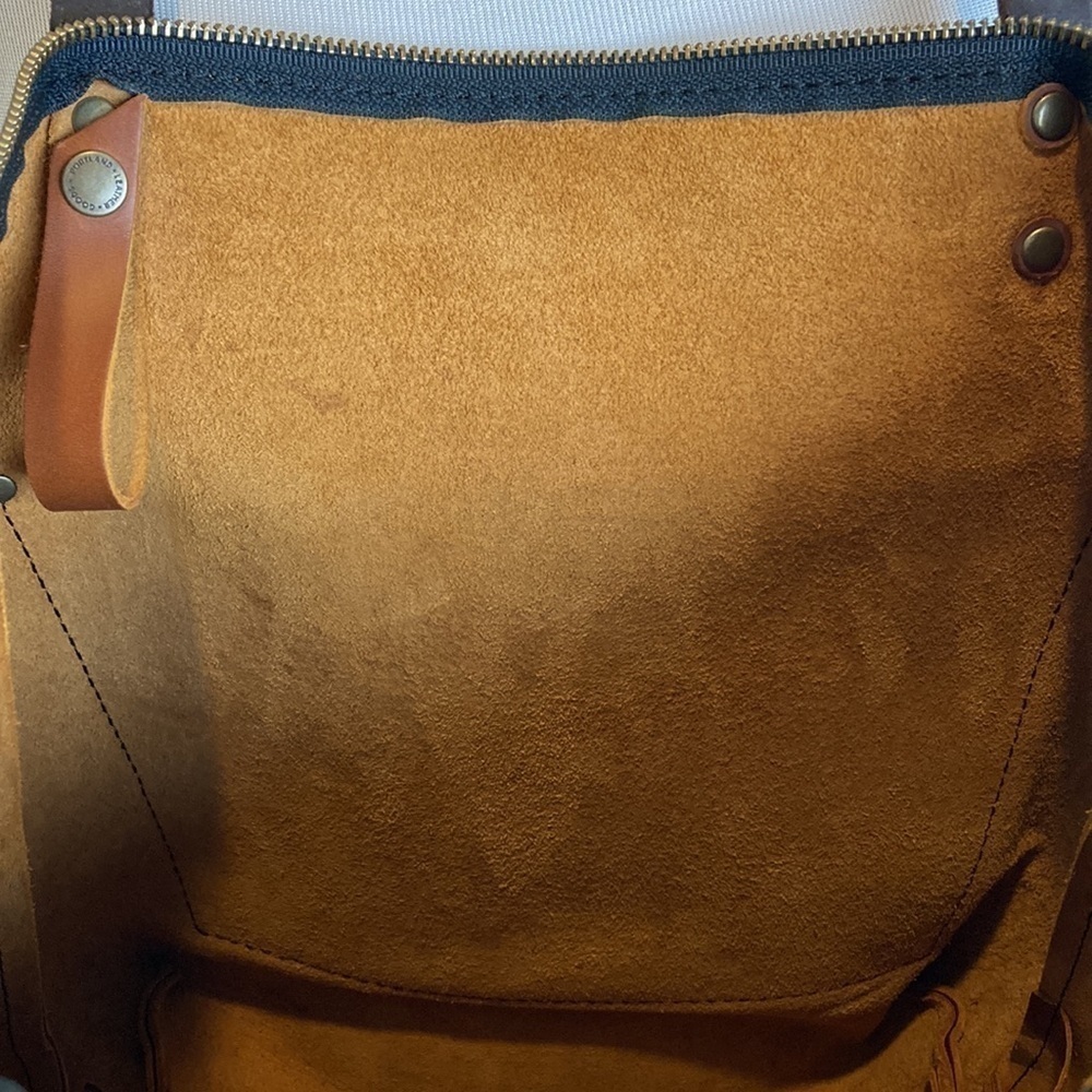 Portland Leather Goods Zip Top Tote Bag Artisan Leather Handbag Brown Medium - Picture 12 of 16